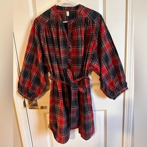 Tea Collection Women’s Plaid, belted Tunic Dress